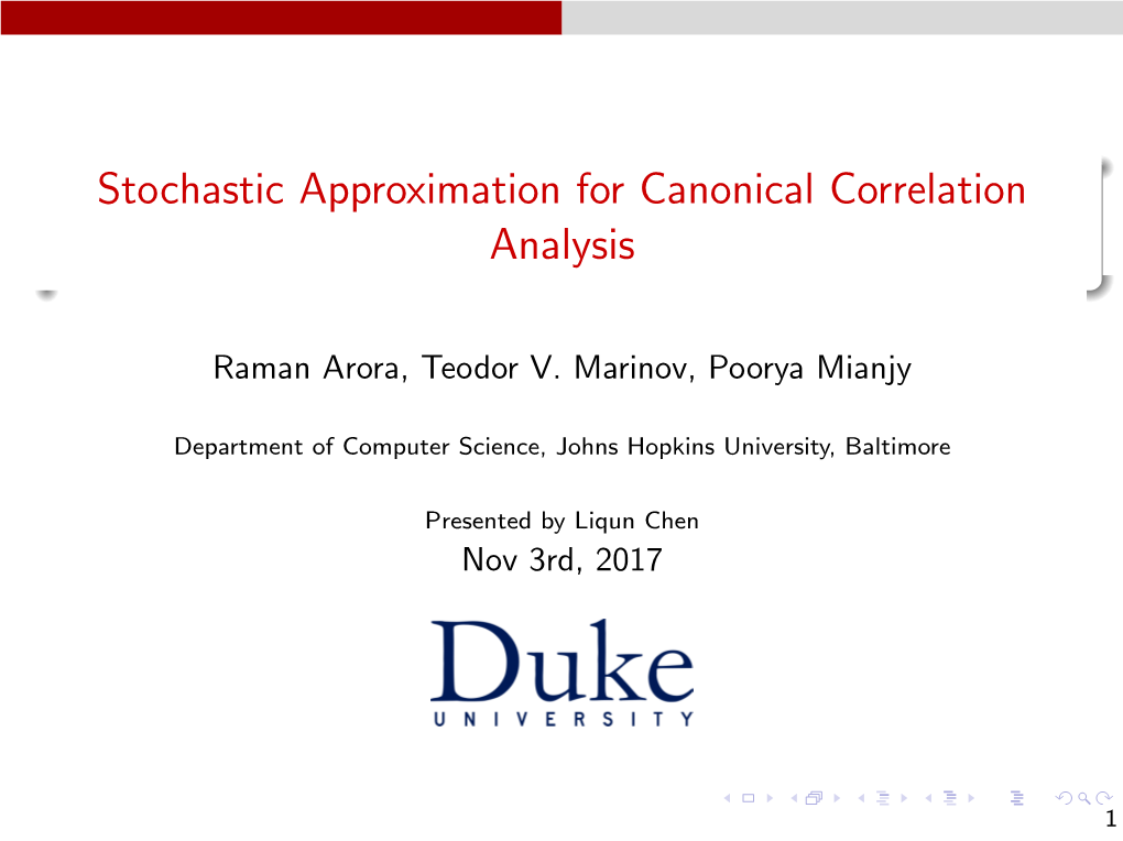 Stochastic Approximation for Canonical Correlation Analysis