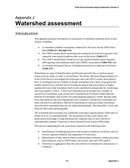 Watershed Assessment