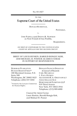 Brief of Louis Henkin, Harold Hongju Koh, and Michael H. Posner As Amici Curiae in Support of Respondents
