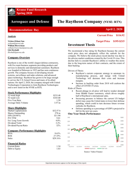 The Raytheon Companycurrent (NYSE: Price RTN $116.96)