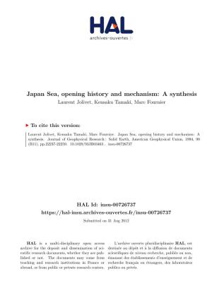 Japan Sea, Opening History and Mechanism: a Synthesis Laurent Jolivet, Kensaku Tamaki, Marc Fournier