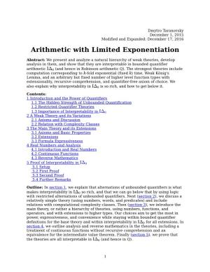 Arithmetic with Limited Exponentiation