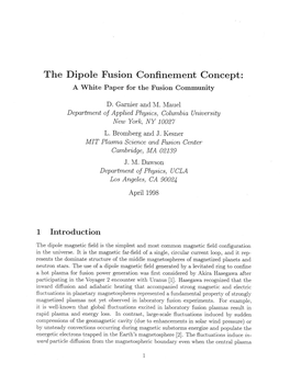 The Dipole Fusion Confinement Concept: a White Paper for the Fusion Community