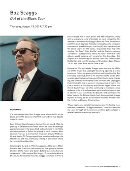 Boz Scaggs out of the Blues Tour