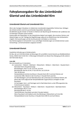 Fahrplan 5: Fahrplanvorgaben Linienbündel Glantal Und Kirn