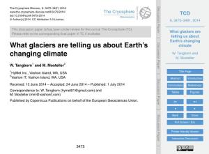 What Glaciers Are Telling Us About Earth's Changing Climate
