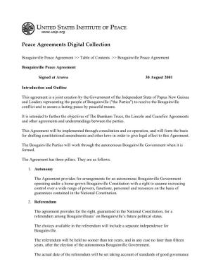 Bougainville Peace Agreement >> Table of Contents >> Bougainville Peace Agreement