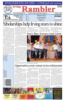 Scholarships Help Irving Stars to Shine by Jess Paniszczyn “Mr