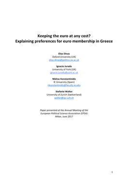 Explaining Preferences for Euro Membership in Greece