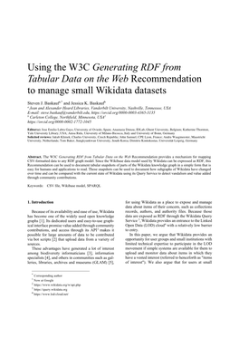 Using the W3C Generating RDF from Tabular Data on the Web Recommendation to Manage Small Wikidata Datasets