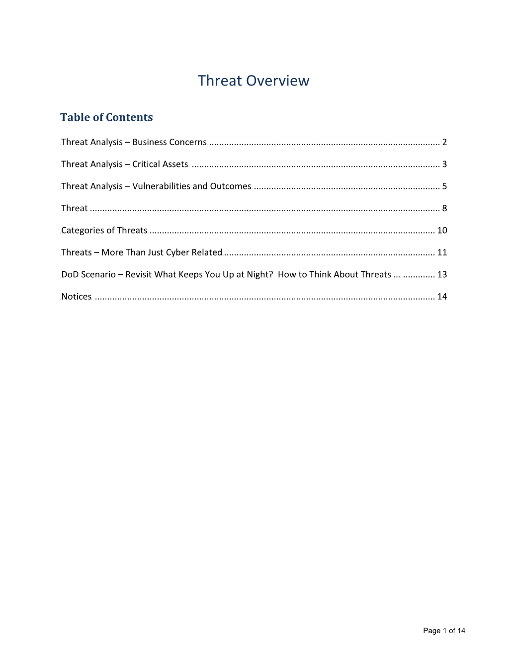 Threat Analysis – Business Concerns30t