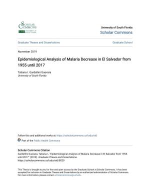 Epidemiological Analysis of Malaria Decrease in El Salvador from 1955 Until 2017