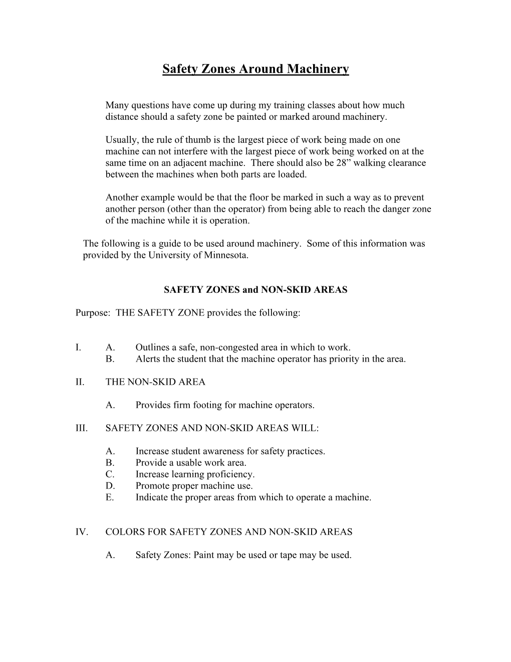 Safety Zones Around Machinery