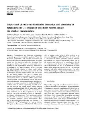 Importance of Sulfate Radical Anion Formation and Chemistry in Heterogeneous OH Oxidation of Sodium Methyl Sulfate, the Smallest Organosulfate