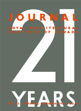 Journal Royal Architectural Institute of Canada Index