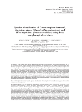 Species Identification of Ommastrephes Bartramii, Dosidicus Gigas, Sthenoteuthis Oualaniensis and Illex Argentinus (Ommastrephidae) Using Beak Morphological Variables