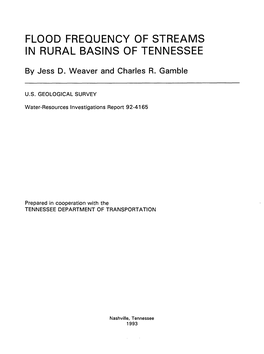 Flood Frequency of Streams in Rural Basins of Tennessee