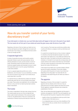How Do You Transfer Control of Your Family Discretionary Trust?