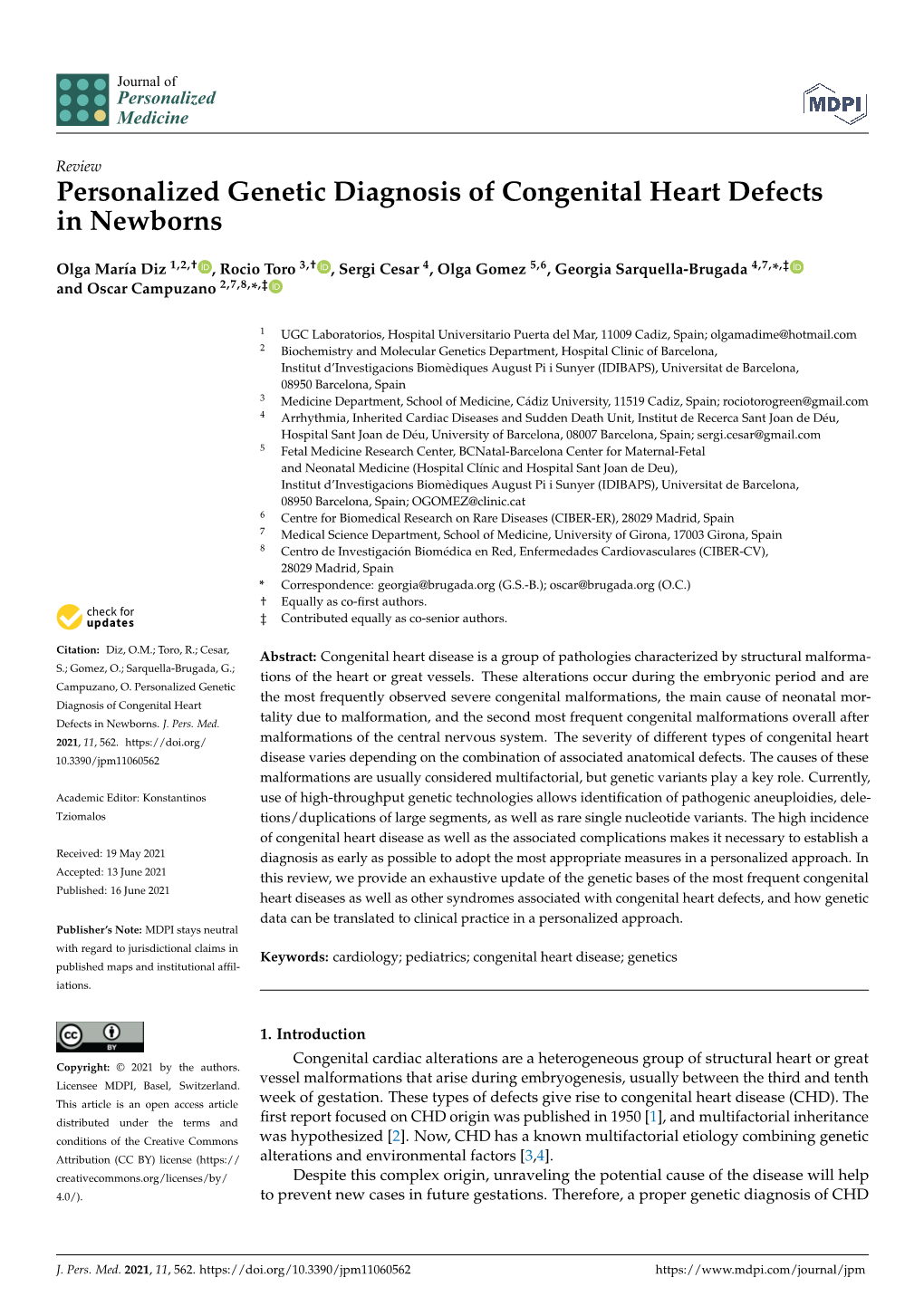 Personalized Genetic Diagnosis of Congenital Heart Defects in Newborns