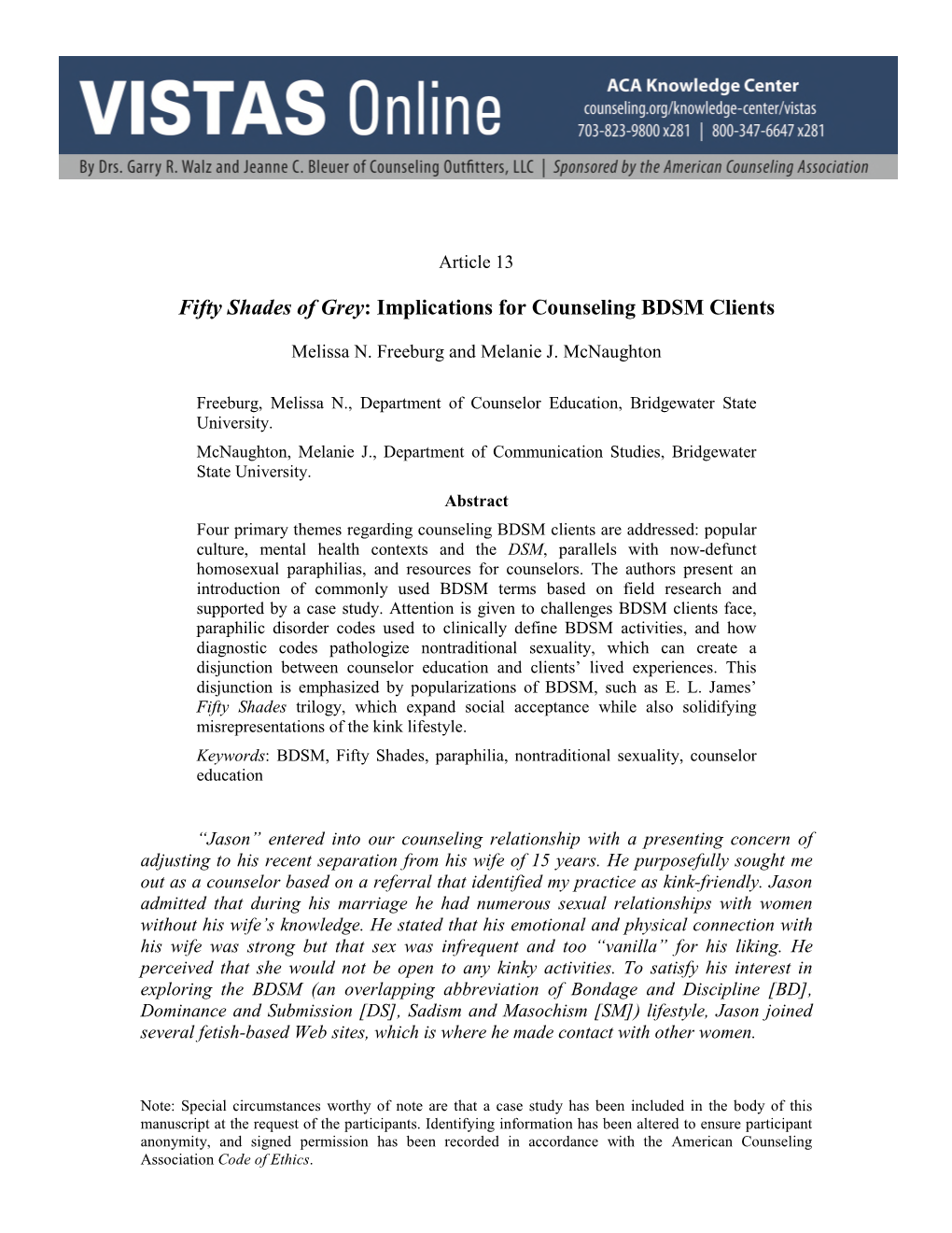 Fifty Shades of Grey: Implications for Counseling BDSM Clients