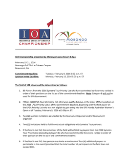 IOA Championship Presented by Morongo Casino Resort & Spa
