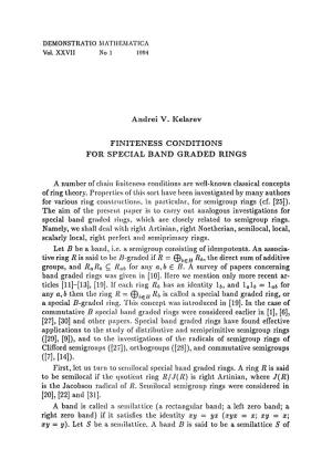 Andrei V. Kelarev FINITENESS CONDITIONS for SPECIAL BAND GRADED RINGS