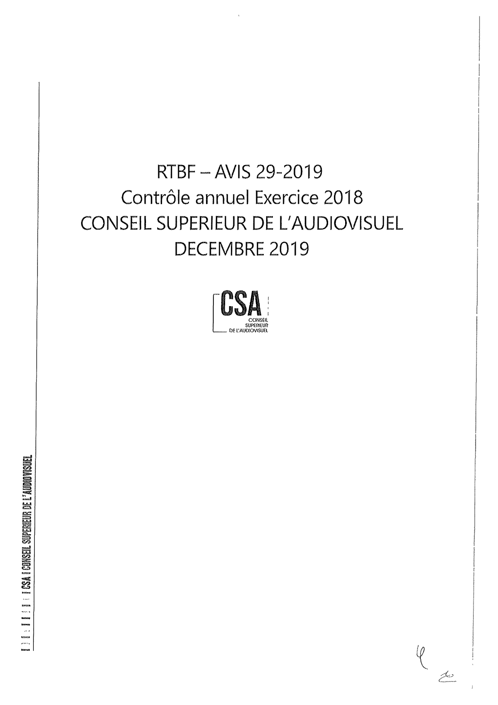 Avis CSA Sur Le Rapport Annuel 2018