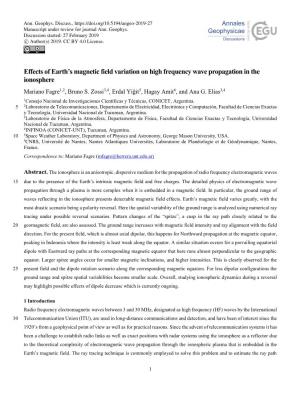 Effects of Earth's Magnetic Field Variation on High Frequency Wave