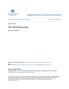 The 1965 Faculty Lecture