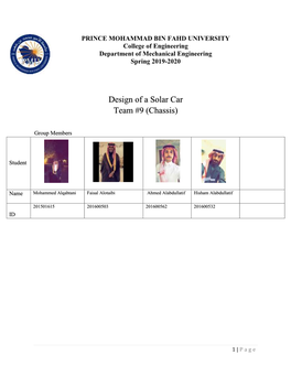 Design of a Solar Car Team #9 (Chassis)