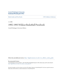 1992-1993 Wildcat Basketball Pressbook Central Washington University Athletics