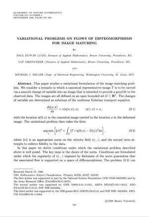 Variational Problems on Flows of Diffeomorphisms for Image Matching
