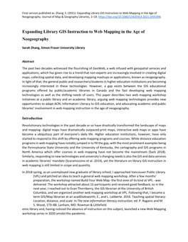 Expanding Library GIS Instruction to Web Mapping in the Age of Neogeography