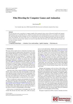 Film Directing for Computer Games and Animation