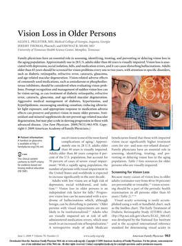 Vision Loss in Older Persons ALLEN L