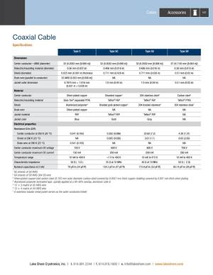 Coaxial Cable Specifications