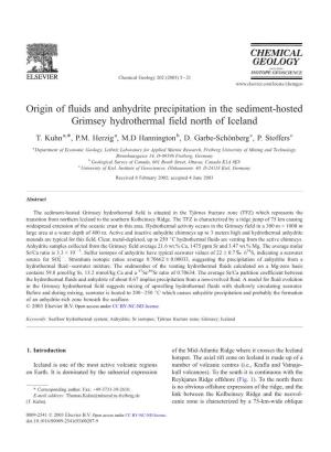Origin of Fluids and Anhydrite Precipitation in the Sediment-Hosted Grimsey Hydrothermal Field North of Iceland