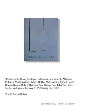 Motherwell's Open: Heidegger, Mallarmé And