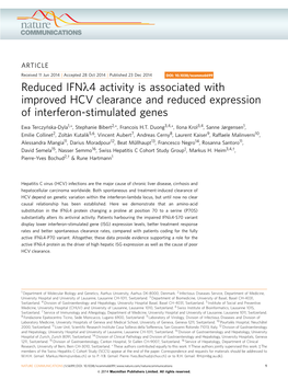 4 Activity Is Associated with Improved HCV Clearance and Reduced Expression of Interferon-Stimulated Genes