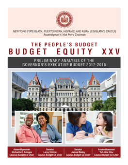 Budget Equity Xxv Preliminary Analysis of the Governor’S Executive Budget 2017-2018