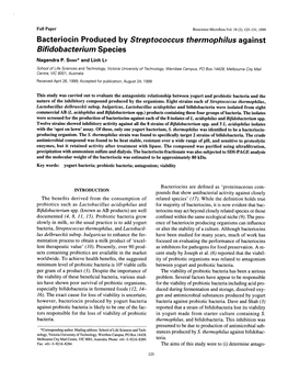 Bacteriocin Produced by Streptococcus Thermophilus Against Bifidobacterium Species