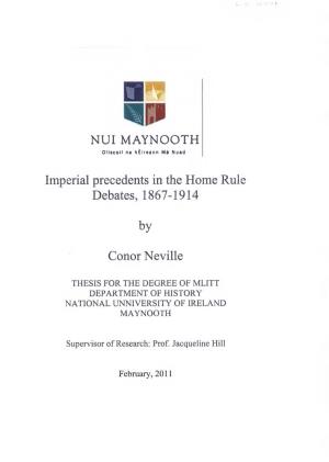 NUI MAYNOOTH Imperial Precedents in the Home Rule Debates, 1867