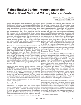 Rehabilitative Canine Interactions at the Walter Reed National Military Medical Center