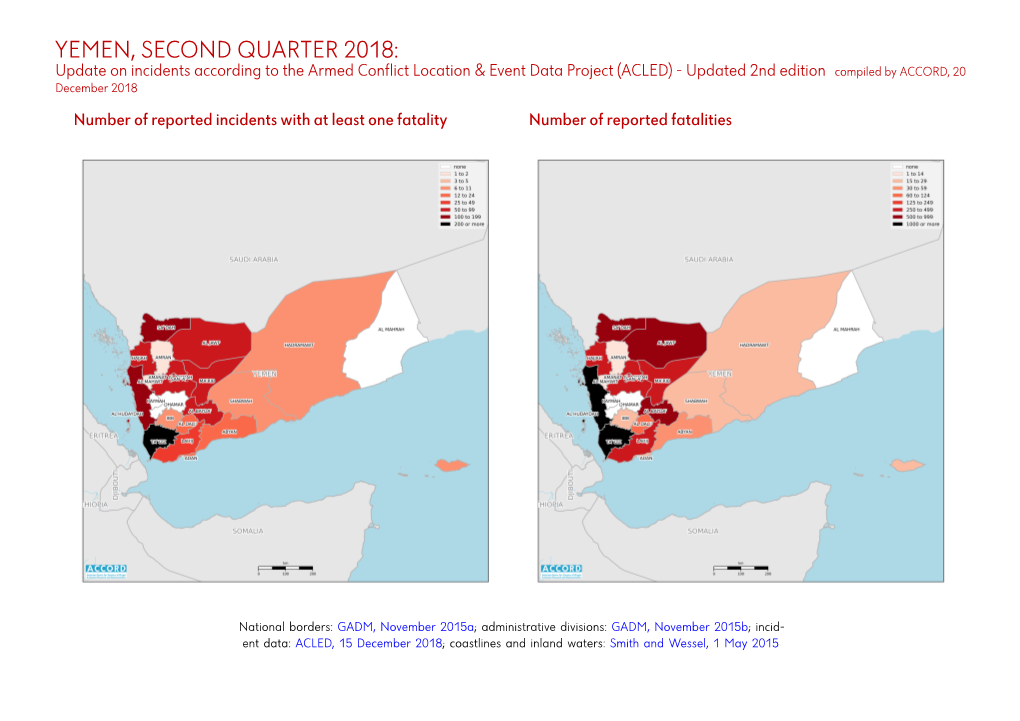 Yemen, Second Quarter 2018: Update on Incidents According To