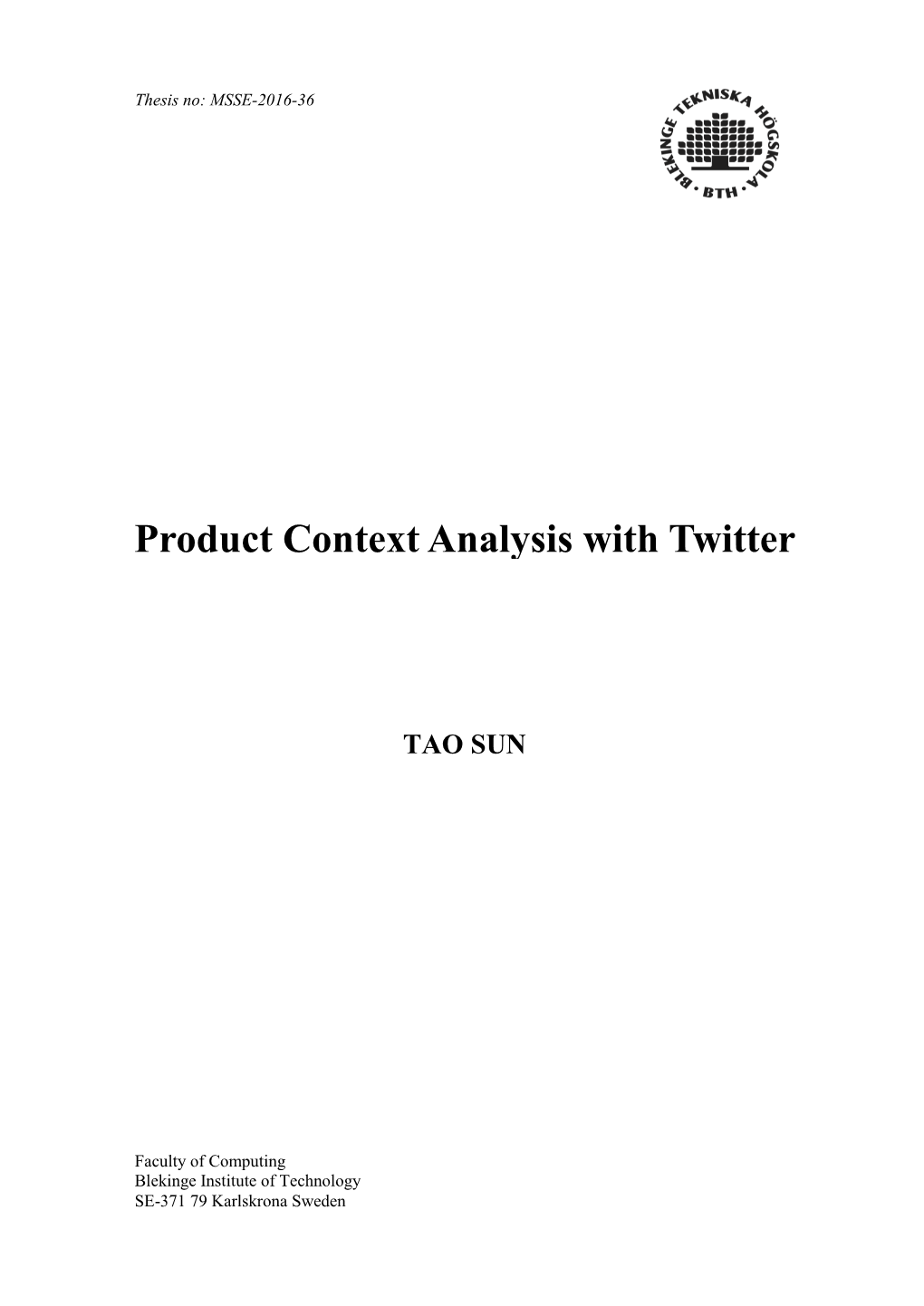 Product Context Analysis with Twitter Data
