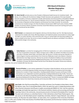 2021 Board of Directors Member Biographies Updated: March, 2021