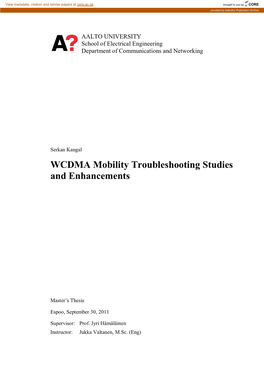 WCDMA Mobility Troubleshooting Studies and Enhancements