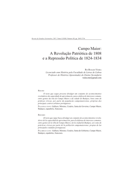 Campo Maior: a Revolução Patriótica De 1808 E a Repressão Política De 1824-1834