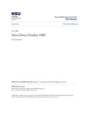 Nova News, October 1980 Nova University
