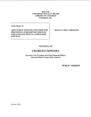 Charles Ciongoli Testimony